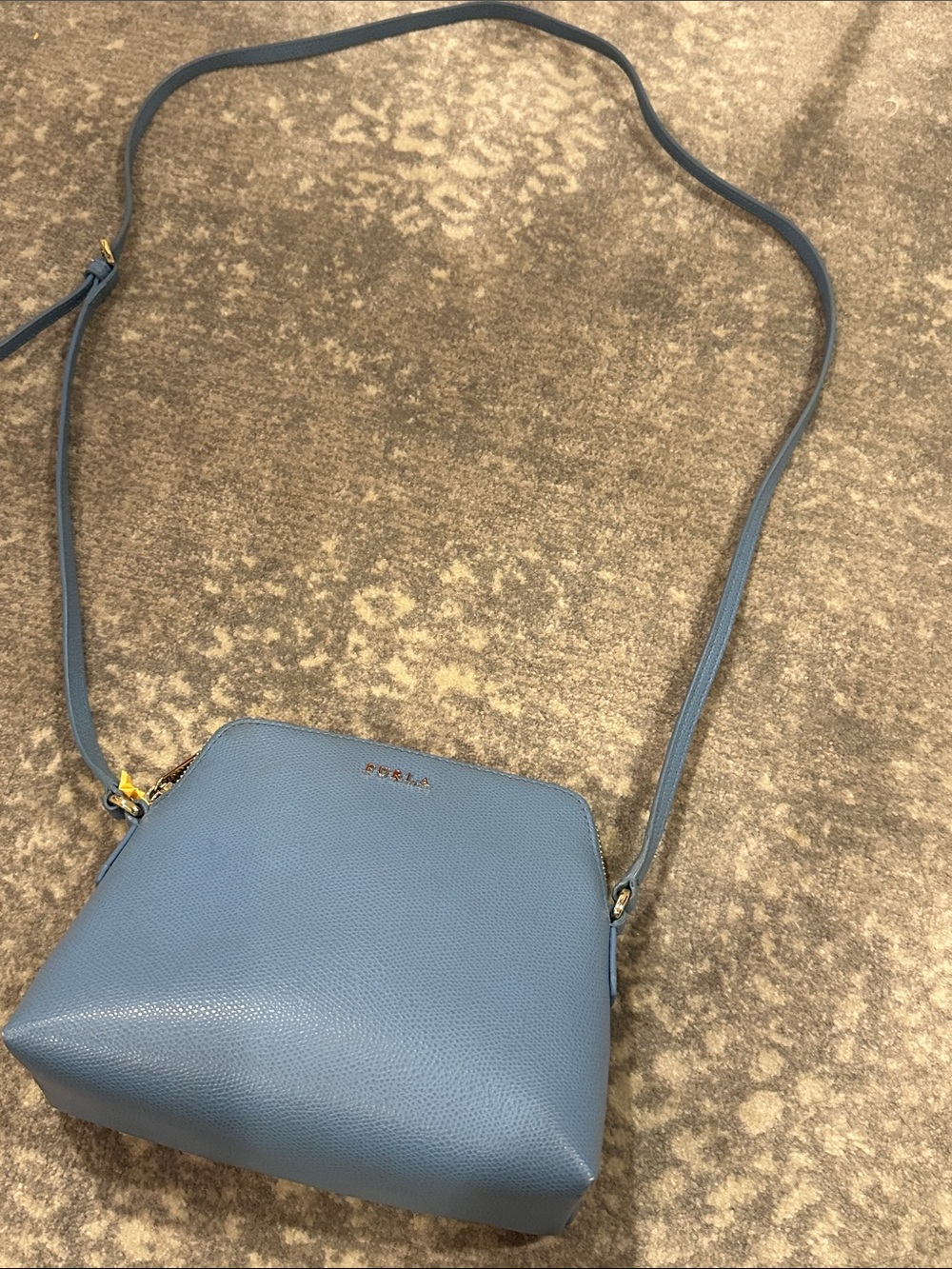 FURLA DENIM BLUE LEATHER CROSS BODY BAG